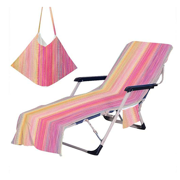 Capa de cadeira lounge chair - capa vira bolsa / rosa listrada