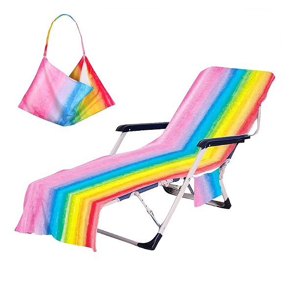 Capa de cadeira lounge chair - capa vira bolsa / listras colorida