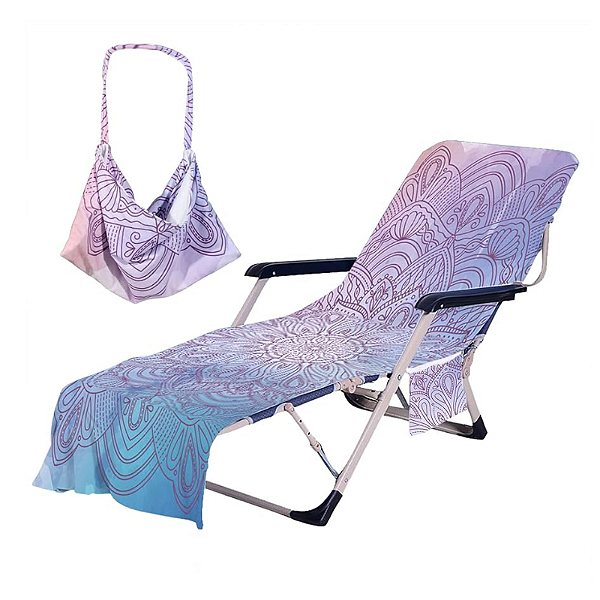 Capa de cadeira lounge chair - capa vira bolsa / mandala lilas