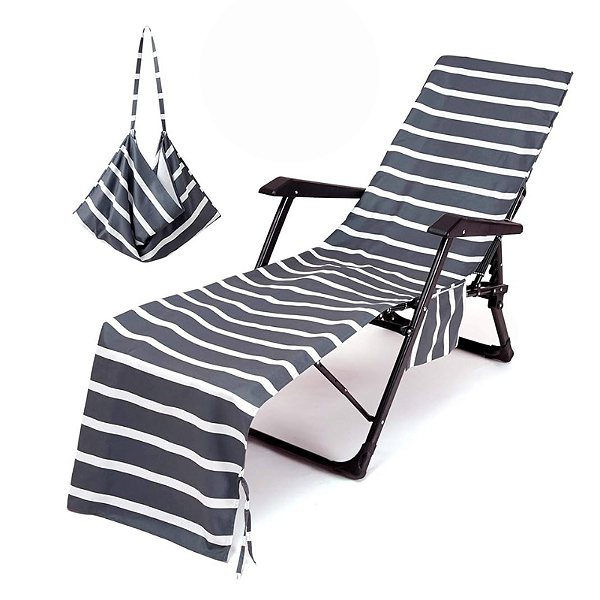 Capa de cadeira lounge chair - capa vira bolsa / preto listra