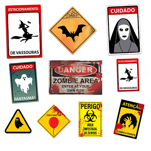 Kit Placas Ps Decoração Halloween C/10 Unid.