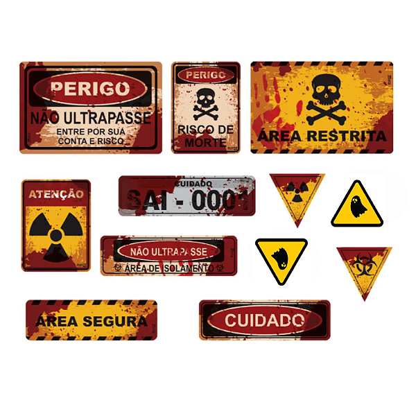 Kit Placas Ps Decoração Halloween C/12 Unid.