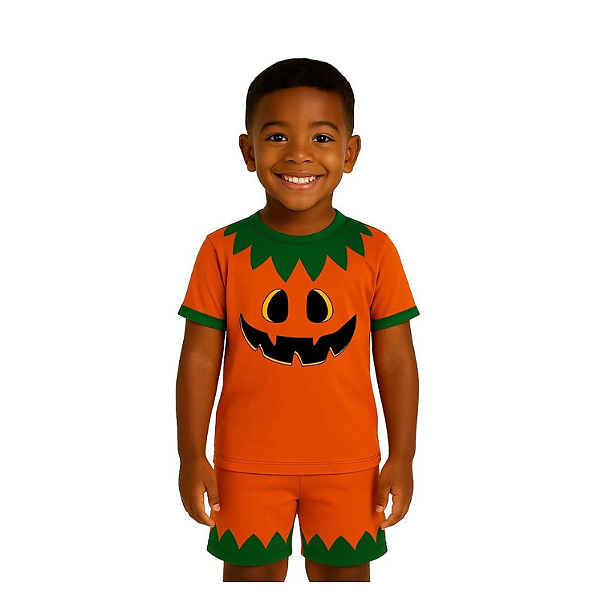 Pijama Kids Unissex Halloween Abobora