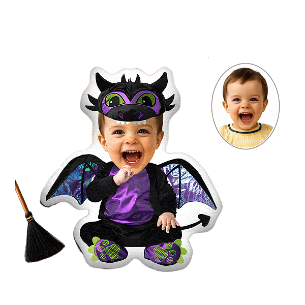 Almofadas 3D Fun - Seu rosto aqui Halloween morcego engraçado