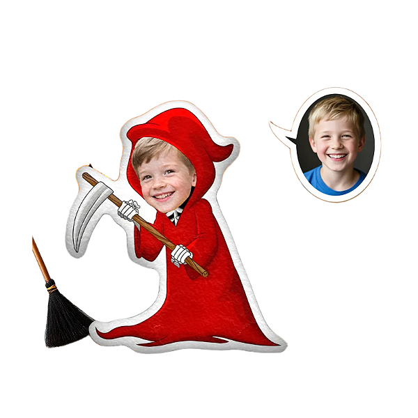 Almofadas 3D Fun - Seu rosto aqui Halloween Ceifador Vermelho e Foice