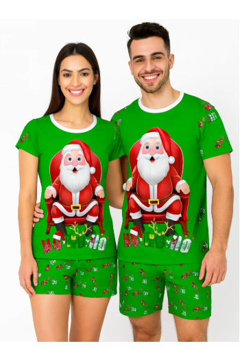 Kit Pijama Casal Natal Pop verde
