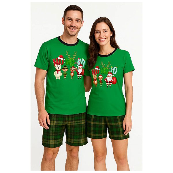 Kit Pijama Casal Verão HoHoHo Cartoon