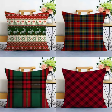 Almofada cheia xadrez - Natal / Merry Christmas/papai noel / fim de ano