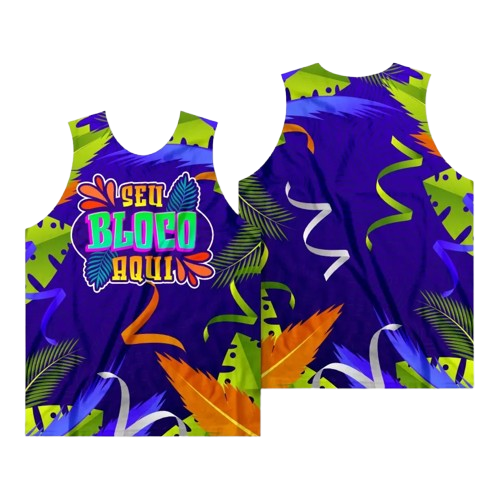 Abadás carnaval folia Camiseta regata - Promoção sem acabamento /azul e verde