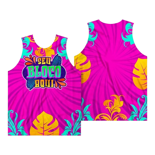 Abadás carnaval folia Camiseta regata - Promoção sem acabamento /rosa