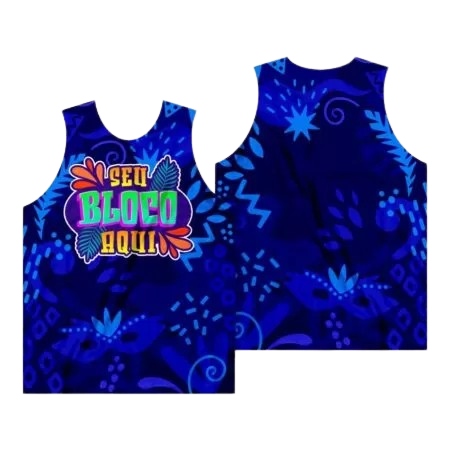 Abadás carnaval folia Camiseta regata - Promoção sem acabamento /azul
