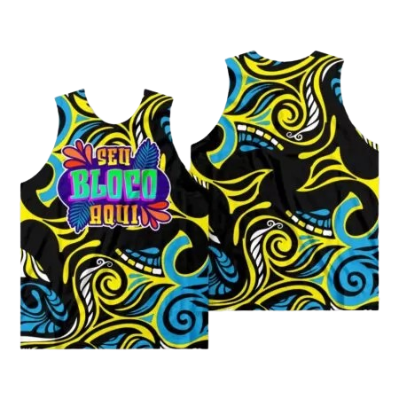 Abadás carnaval folia Camiseta regata - Promoção sem acabamento /verde/preto