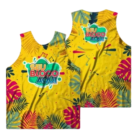 Abadás carnaval folia Camiseta regata - Promoção sem acabamento /folhas amarelas