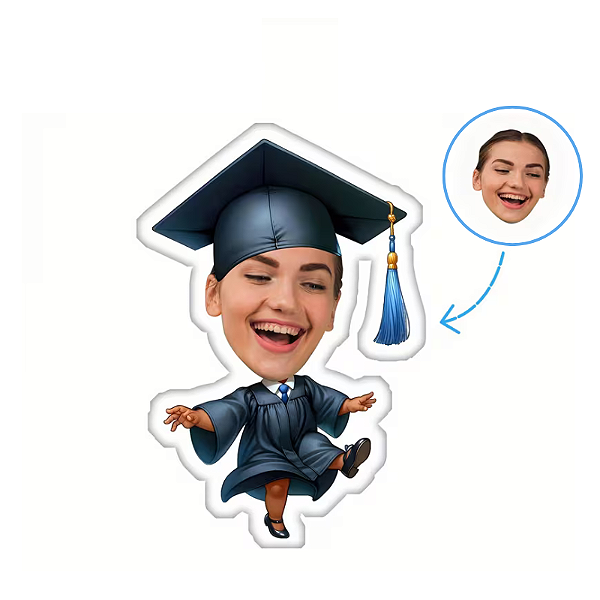 Almofadas 3D Fun - seu rosto aqui formatura ela andando