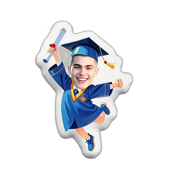 Almofadas 3D Fun - seu rosto aqui formatura ele pulando