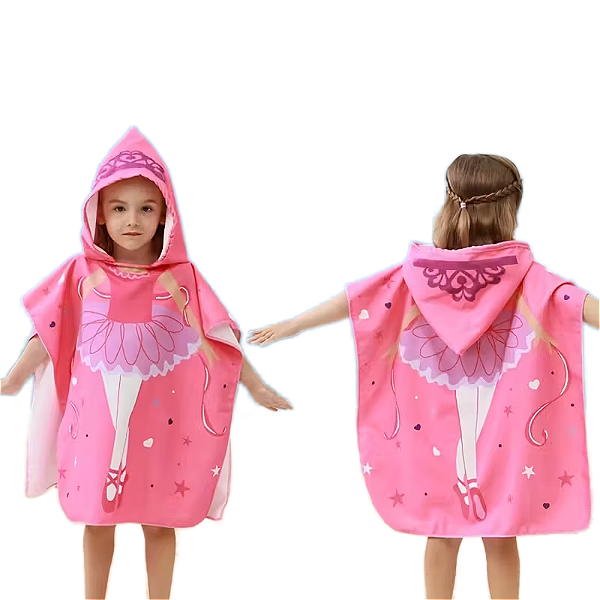 Toalha de praia com capuz - infantil bailarina