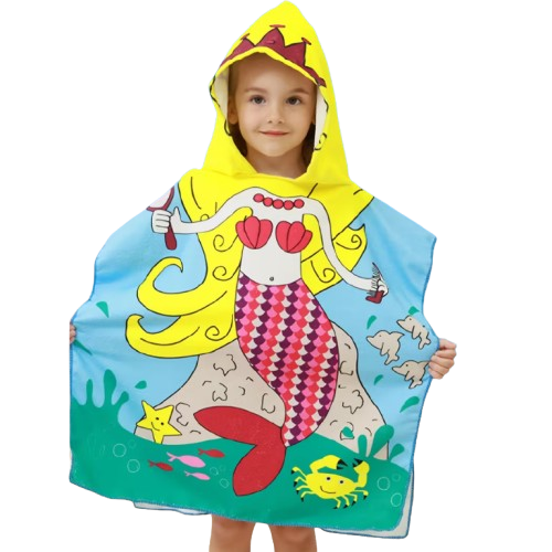 Toalha de praia com capuz - infantil Sereia loira