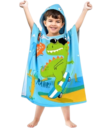 Toalha de praia com capuz - infantil dino