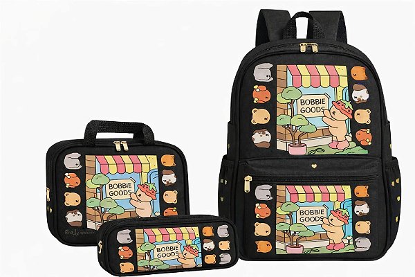 Kit Mochila Escolar - Bobbie goods preto
