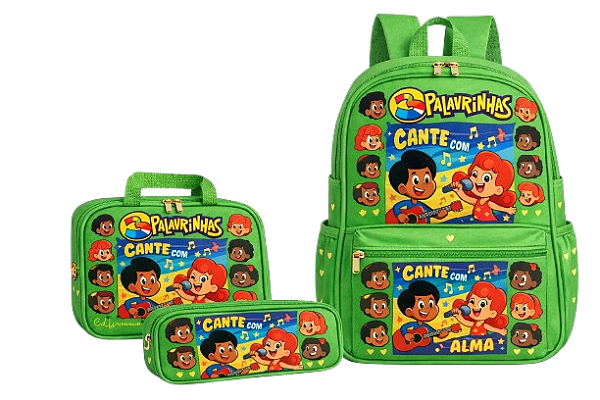 Kit Mochila Escolar - 3 palavrinhas verde