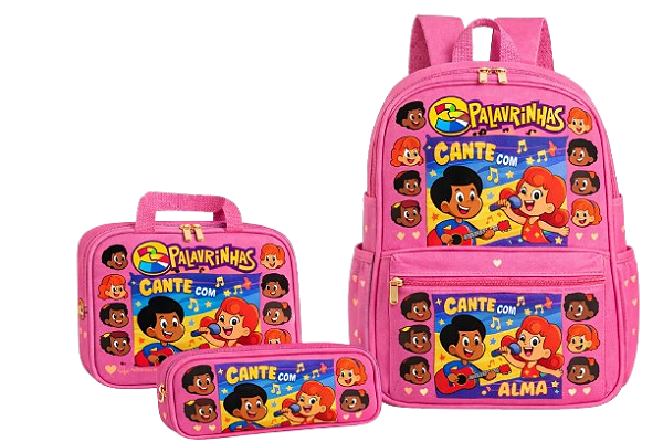 Kit Mochila Escolar - 3 palavrinhas rosa