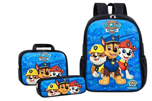 Kit Mochila Escolar - Patrulha Canina azul e preto