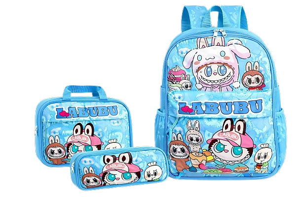 Kit Mochila Escolar - Labubu azul