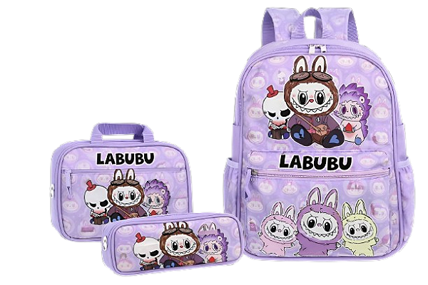 Kit Mochila Escolar - Labubu lilás
