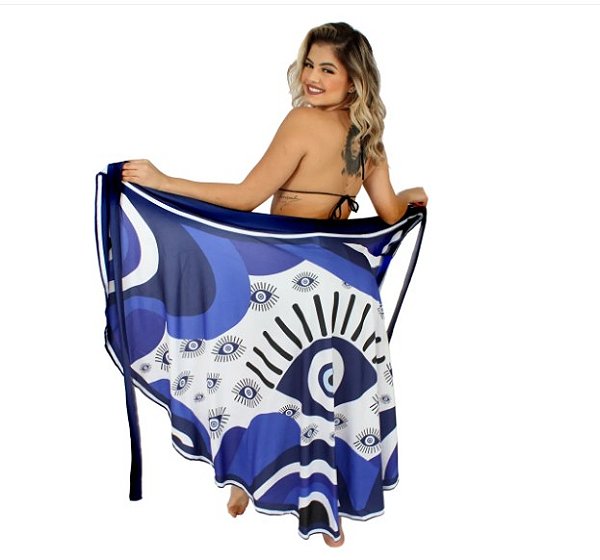 Saia Pareô de Amarrar Personalizada olho grego - tam único