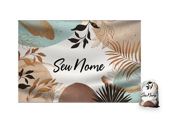 Canga Saida de Praia Retangular Seu nome Aqui - FOLHAGEM-TERRA