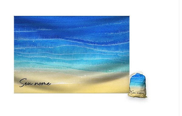 Canga Saida de Praia Retangular Seu nome Aqui - MAR AZUL