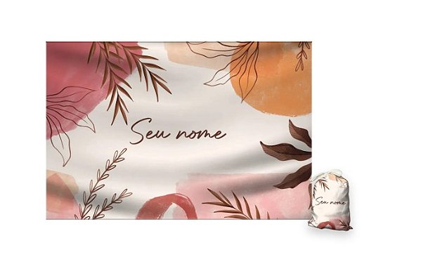 Canga Saida de Praia Retangular Seu nome Aqui - ABSTRATO-TERRA