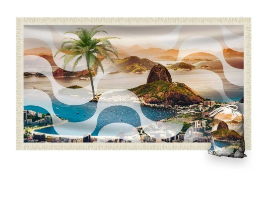 Canga Saida de Praia Retangular Seu nome Aqui - RIO DE JANEIRO 2