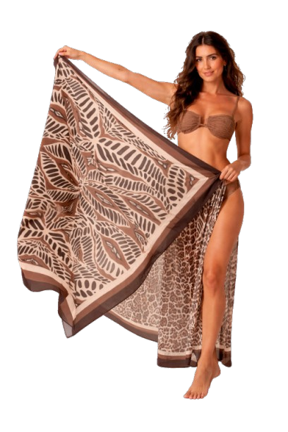 Canga Retangular - litras marron floral