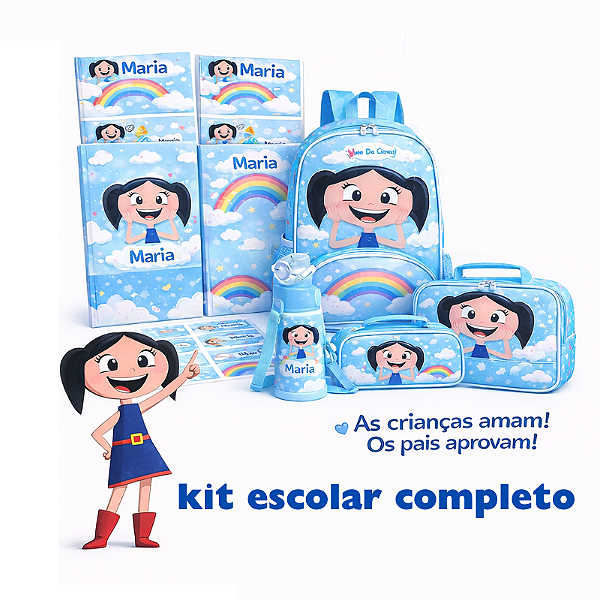 Kit escolar completo - mochila/lancheira/adesivos/adesivos - Show da luna