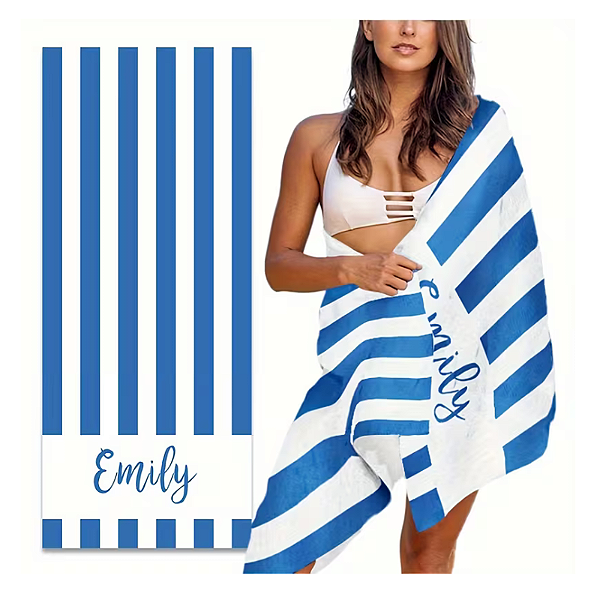 Canga Retangular - listras azul com nome