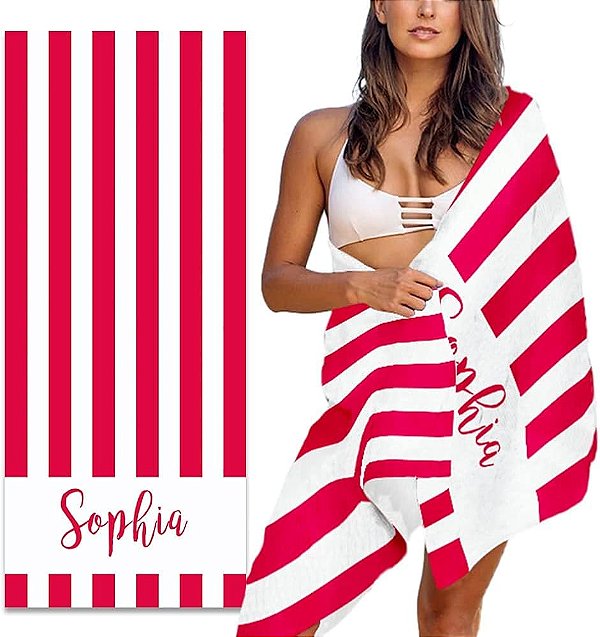 Canga Retangular - listras vermelho com nome