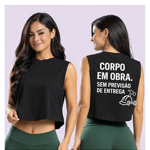 Regata Cropped Feminino Fitness Frases Motivacionais