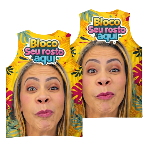 Abadás carnaval folia Camiseta regata - Bloco seu rosto aqui