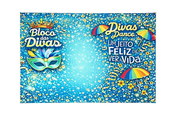 Painel Retangular Decorativo - carnaval azul 2026