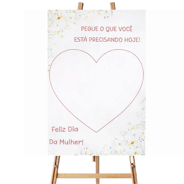 Placa Decorativa Dia da Mulher coração 60x40