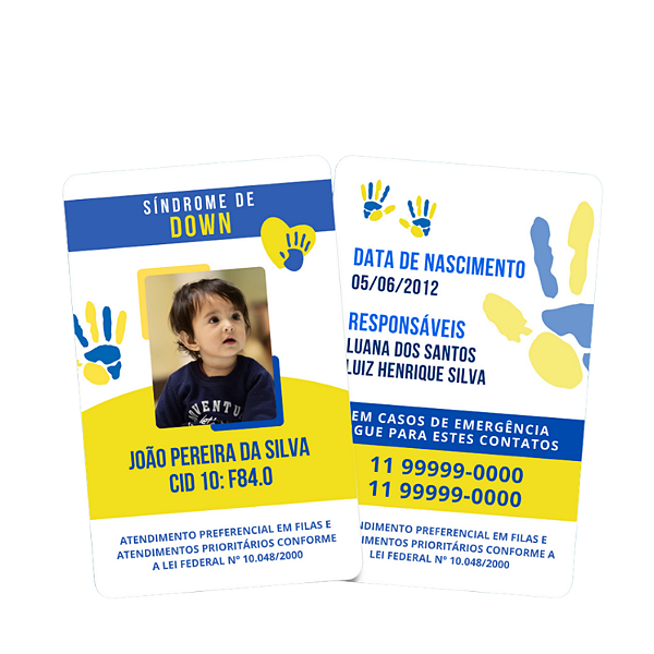 Crachá Personalizado Identificação Sindrome de down - 01