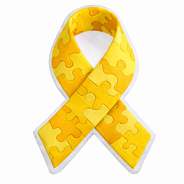 Almofada 3d - Laço autismo amarelo