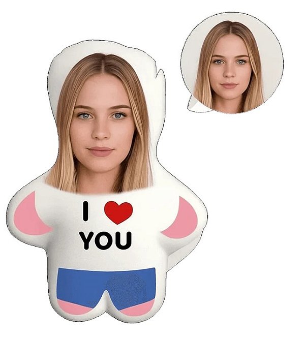 Almofada seu rosto aqui - I love You
