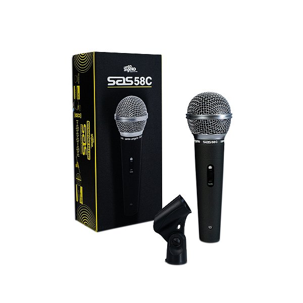 MICROFONE BASTAO C CACHIMBO PADRÃO CARDIOIDE ON/OF SAS 58C