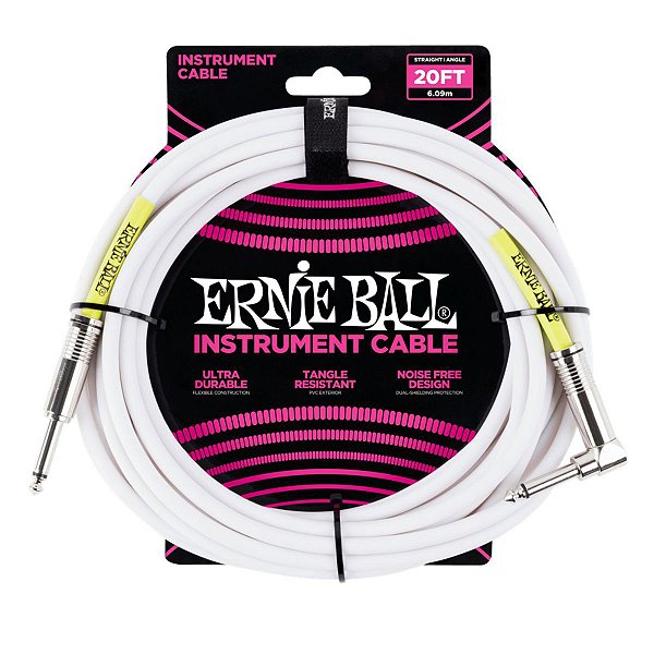 CABO GUITARRA 6,09M P10 RETO/L BRANCO P06047 ERNIE BALL