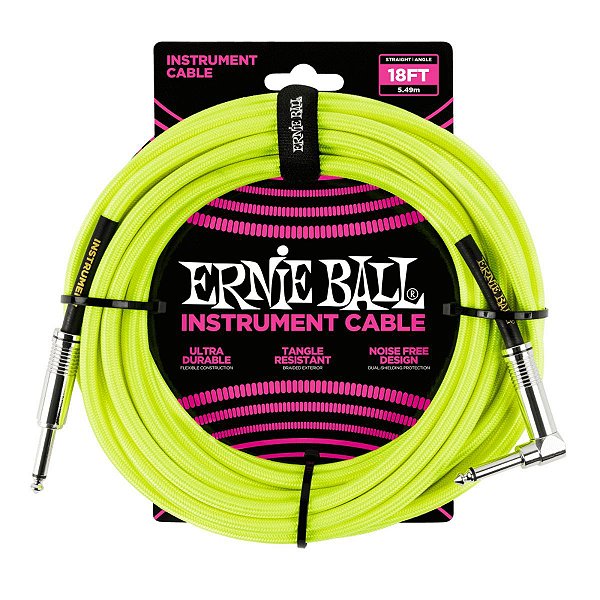CABO GUITARRA 5,49M P10 NEON AMARELO P06085 ERNIE BALL