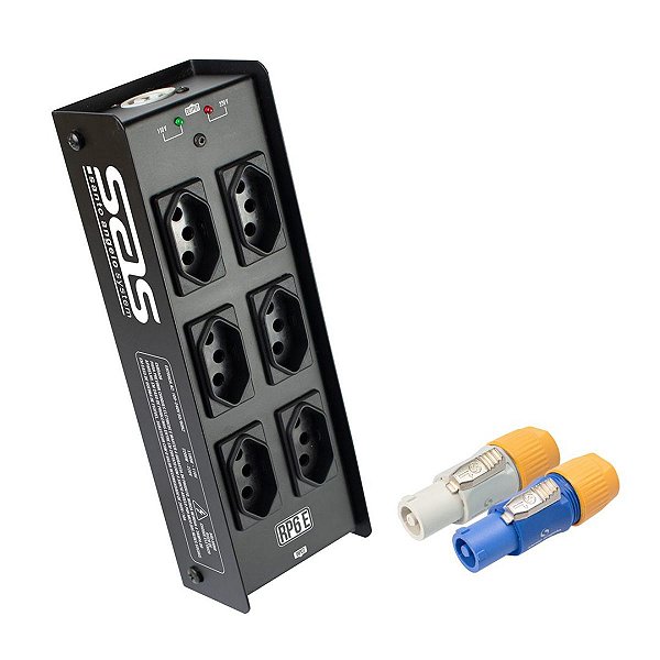 REGUA PARA PALCO 6 TOMADAS COM SAIDA POWER MOD RP6E PRETO