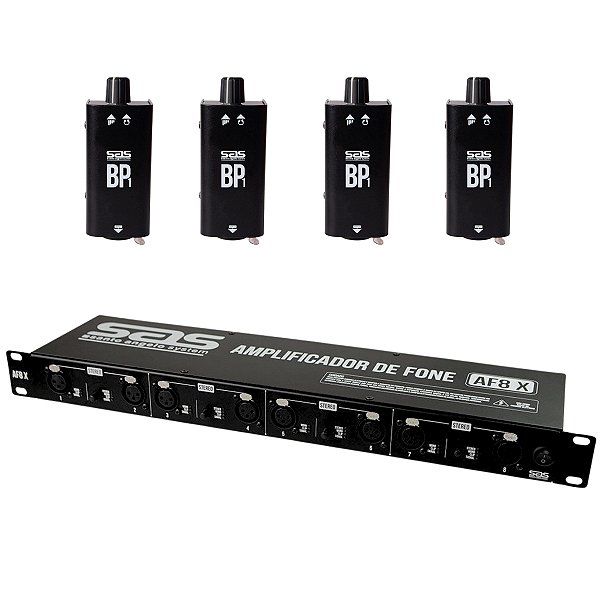 KIT AMPLIFICADOR AF8X 8 CANAIS XLR + 04X CONTROLADOR DE VOLUME MOD BP1 - SANTO ANGELO