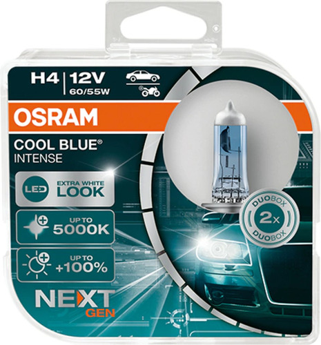 Par De Lâmpadas Osram H4 5000k 12v 60/55w Cool Blue 64193cbn